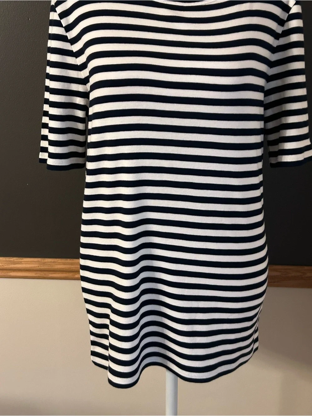 NWT J.Crew Women's Slim Perfect T-Shirt Navy Ivory Stripe Short Sleeve Sz Large